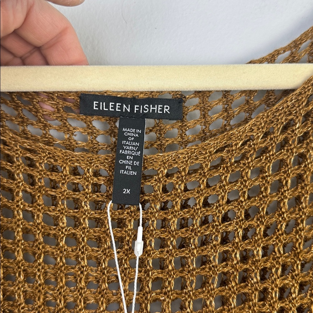 NEW Eileen Fisher Organic Linen Delave Bateau Neck Top 2X Boxy Fit Short Length - Picture 14 of 16